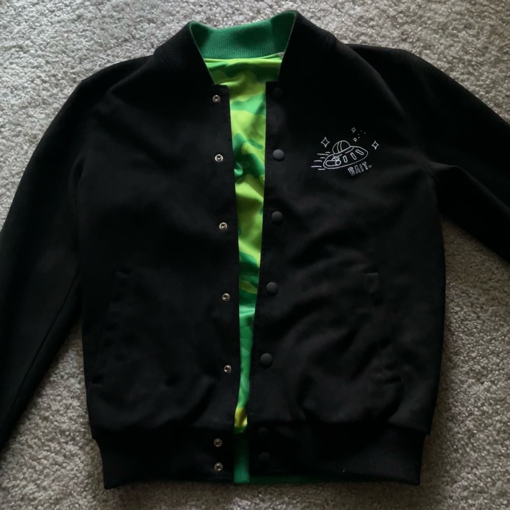 BAIT X RICK AND MORTY MEN REVERSIBLE VARSITY JACKET (black)